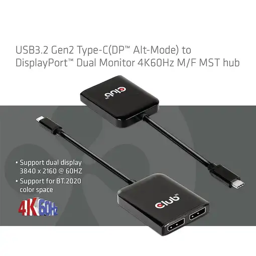 CLUB3D CSV-1555 adaptador de cable de vídeo 1,5 m USB Tipo C 2 x DisplayPort Negro
