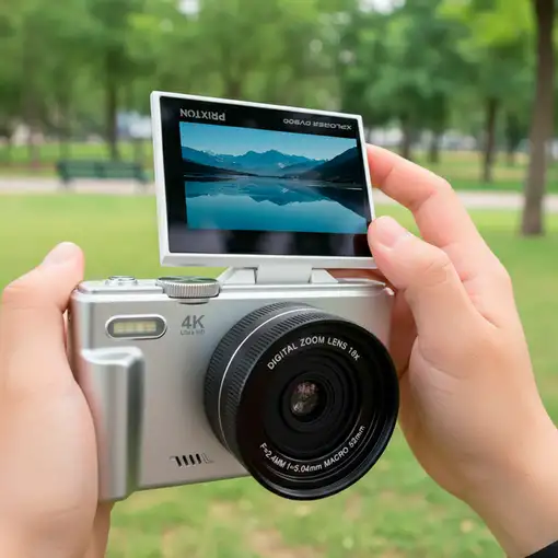 Prixton Cámara Digital Xplorer Dv900 (4k - Pantalla Flip - Plata)