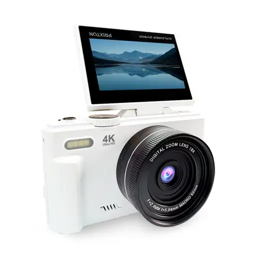 Prixton Cámara Digital Xplorer Dv900 (4k - Pantalla Flip - Blanco)