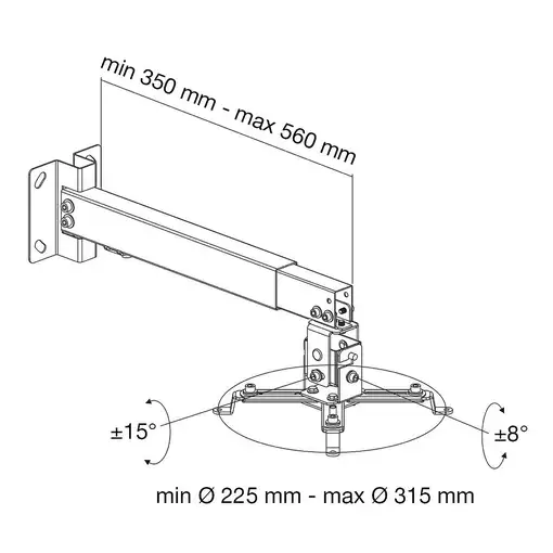 Techly ICA-PM 16 montaje para projector Techo/pared Plata
