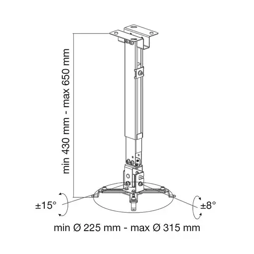 Techly ICA-PM 16 montaje para projector Techo/pared Plata