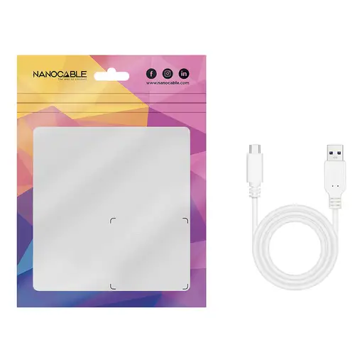 Nanocable Cable USB 2.0 3A, tipo USB-C/M-A/M, Blanco, 0.5 m