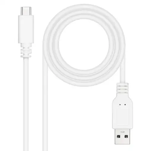 Nanocable Cable USB 2.0 3A, tipo USB-C/M-A/M, Blanco, 0.5 m
