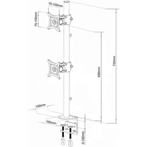 Techly ICA-LCD-350-D soporte para monitor 68,6 cm (27'') Escritorio Negro