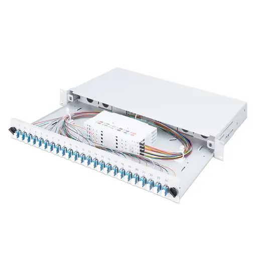 Digitus Caja de empalme de fibra óptica, 1U, equipada, LC, OM4