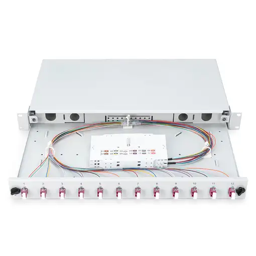 Digitus Caja de empalme de fibra óptica, 1U, equipada, LC, OM4