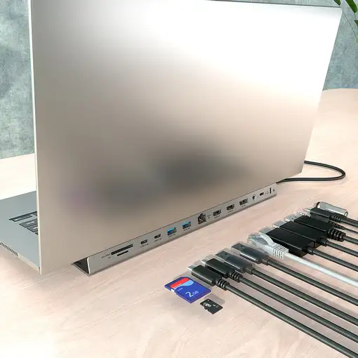 AISENS USB-C Dock 13 en 1, USB-C A 2xHDMI, 1xDisplayPort, 1xRJ45, 3xUSB-A, 2xUSB-C