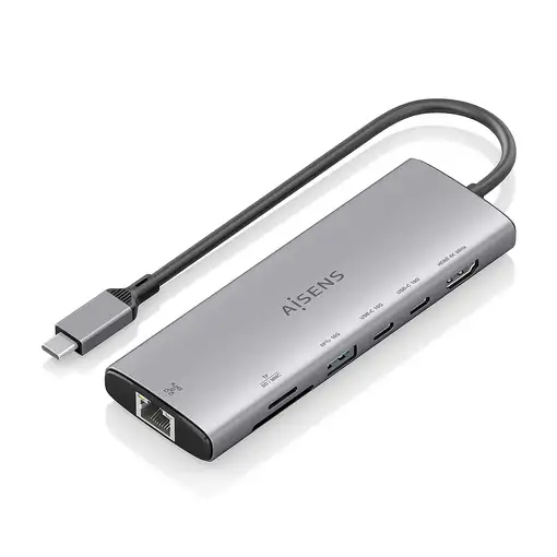 AISENS USB-C Dock 7 en 1, USB-C a 1xHDMI, 1xRJ45, 1xUSB-A 10G, 2xUSB-C 10G, 1xSD