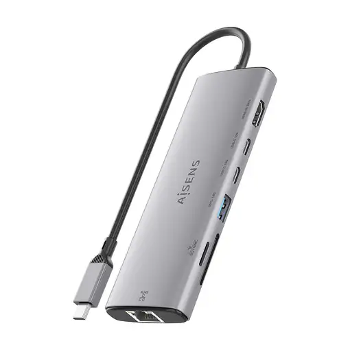 AISENS USB-C Dock 7 en 1, USB-C a 1xHDMI, 1xRJ45, 1xUSB-A 10G, 2xUSB-C 10G, 1xSD
