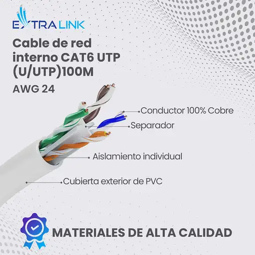 Extralink Par trenzado CAT5E UTP (U/UTP) V2 Interior 100M