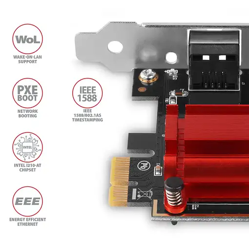Axagon PCEE-GIX adaptador y tarjeta de red Interno Ethernet 1000 Mbit/s