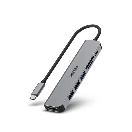 UNITEK uHUB S7+ Alámbrico USB 3.2 Gen 1 (3.1 Gen 1) Type-C Gris