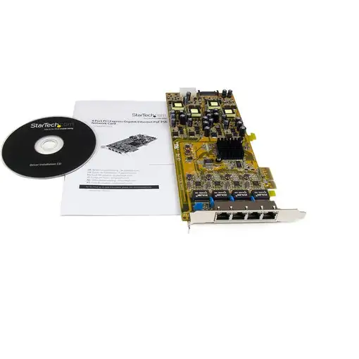 StarTech.com Tarjeta PCI Express de Red Ethernet Gigabit con 4 Puertos RJ45 PoE Po