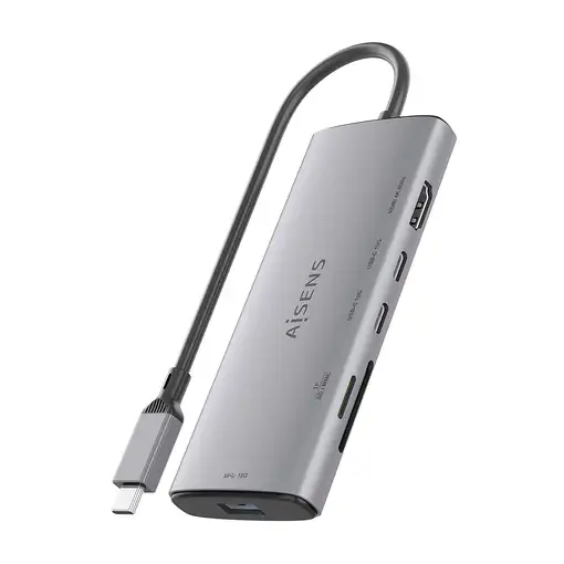AISENS USB-C Dock 6 en 1, USB-C a 1xHDMI, 1xUSB-A 10G, 2xUSB-C 10G, 1xSD, 1xMicroS