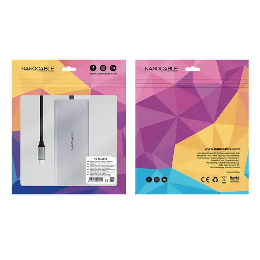 Nanocable Hub USB-C 12 en 1, Conversor USB-C 3.1 a 3xUSB-A 3.2 + USB-C 3.2 + USB-C