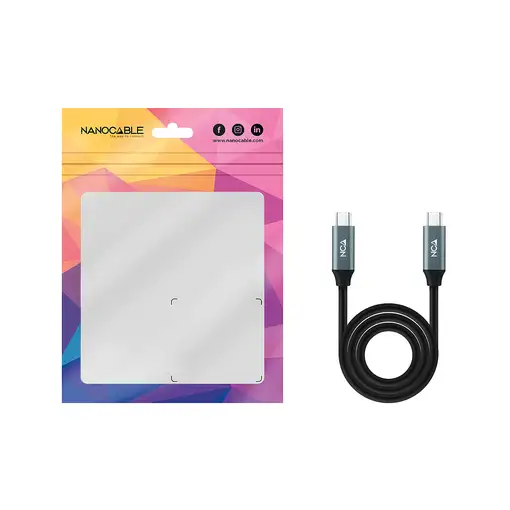 Nanocable Cable USB 3.2 Gen2x2 20Gbps 5A/100W 4K/60Hz USB-C/M-USB-C/M, 1 m