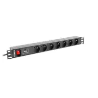 Lanberg PDU-07E-0200-IEC-BK base múltiple 2 m 7 salidas AC Interior Negro