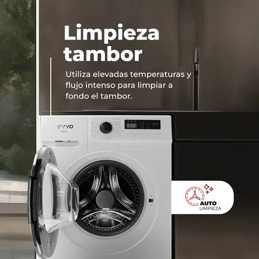 Lavadora blanca de 7 kg, 1200 Rpm, vapor, Terra 7 EVVO