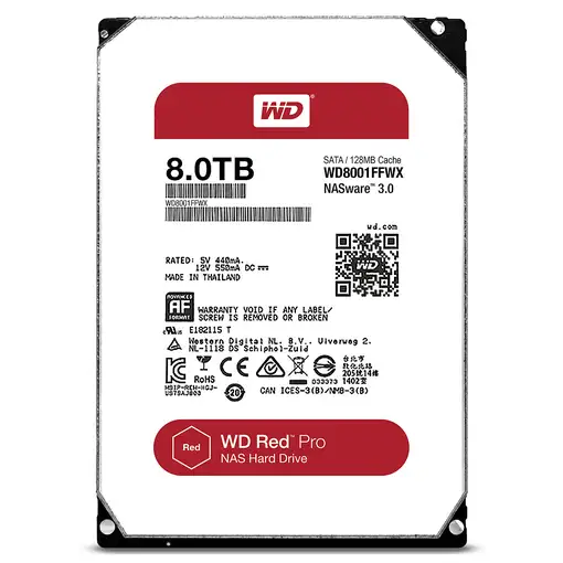 Western Digital Red Pro disco duro interno 8 TB 7200 RPM 128 MB 3.5" Serial ATA II