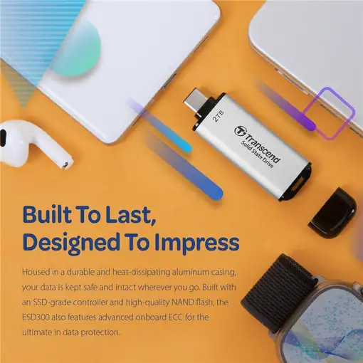Transcend ESD300 512 GB USB Tipo C Plata