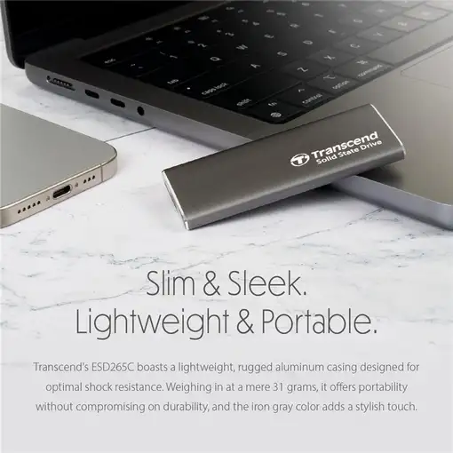 Transcend ESD265C 2 TB USB Tipo C 3.2 Gen 2 (3.1 Gen 2) Gris