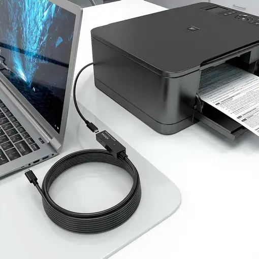 AISENS Cable USB 3.2 Gen1x1 prolongador con Amplificador, USB-C/M-USB-C/H, Negro,