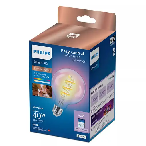 Philips Filamento transparente 40 W G95 E27