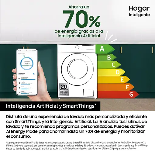 Lavadora carga frontal 10 kg 1400 RPM Blanco WW10FG5U34AEEC SAMSUNG