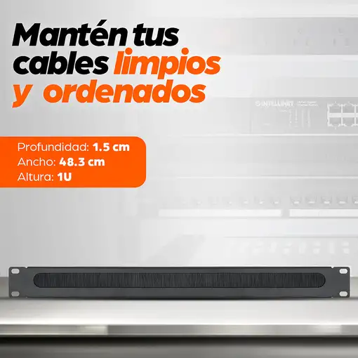 Intellinet Panneau passe-câbles 19", 1U, avec brosse, noir