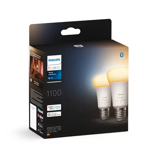Philips Hue White ambiance Bombilla inteligente A60 - E27 - 1100 (paquete de 2)