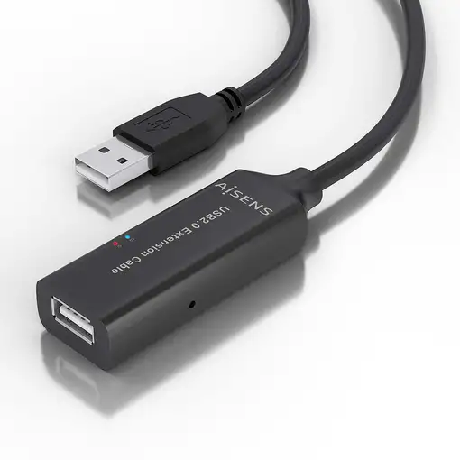AISENS Cable USB 2.0 Prolongador con Amplificador, Tipo A/M-A/H, Negro, 5.0m