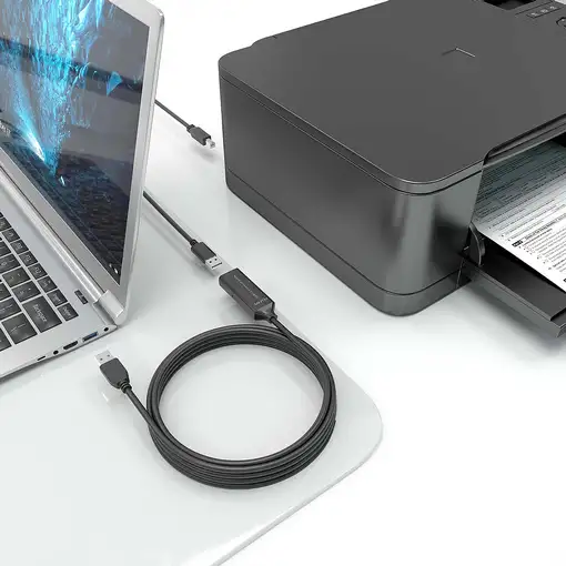AISENS Cable USB 2.0 Prolongador con Amplificador, Tipo A/M-A/H, Negro, 5.0m