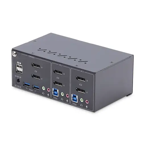 StarTech.com Switch KVM de 2 Puertos DisplayPort para 2 Monitores - Conmutador KVM