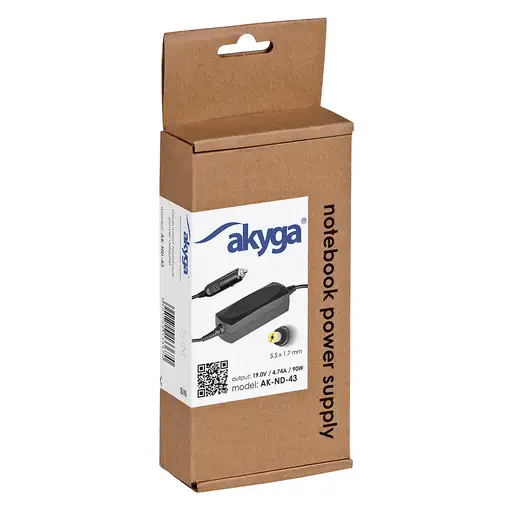 Akyga AK-ND-43 adaptador e inversor de corriente Auto 90 W Negro