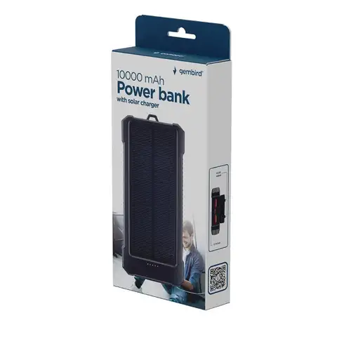 Gembird PB10-SOLAR-1 batería externa Polímero de litio 10000 mAh Negro