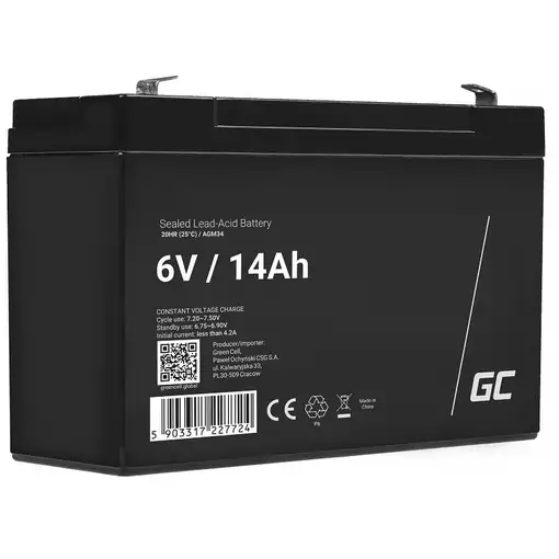 Green Cell AGM34 batería para sistema ups Sealed Lead Acid (VRLA) 6 V 14 Ah