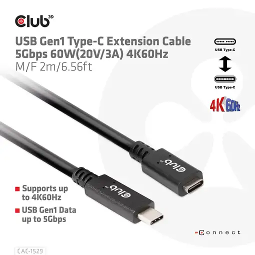 CLUB3D CAC-1529 cable USB USB 3.2 Gen 1 (3.1 Gen 1) 2 m USB C Negro