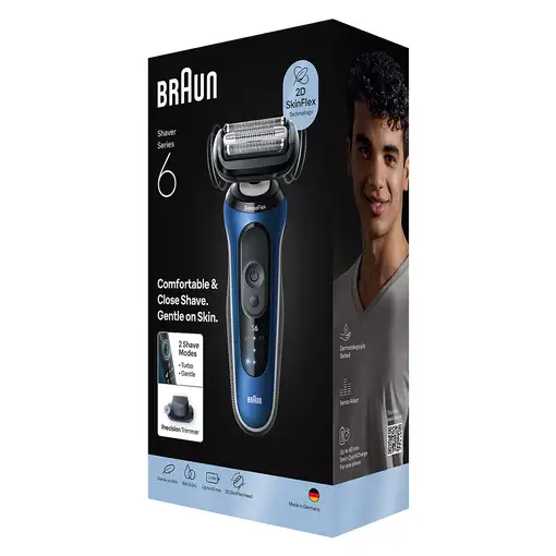 Braun Series 6 62-B1200S Máquina de afeitar de láminas Recortadora Azul