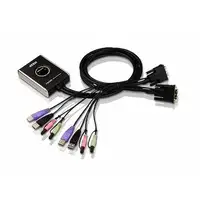 ATEN Switch KVM formato cable DVI/Audio USB de 2 puertos con selector remoto