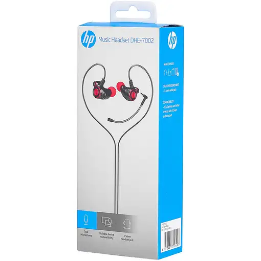HP DHE-7002 Auriculares Alámbrico Dentro de oído Llamadas/Música Negro