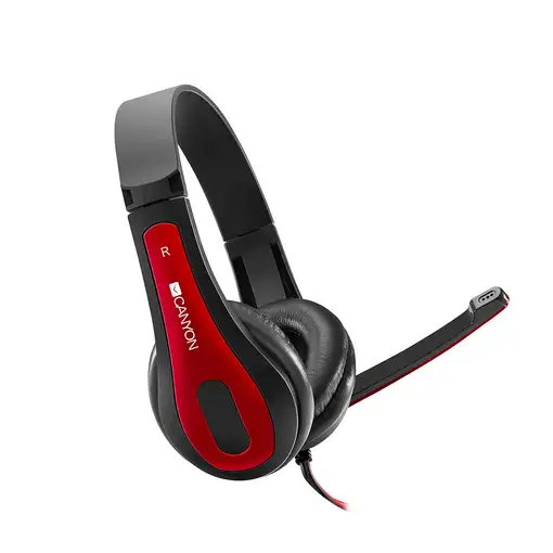 Canyon Auricular HSC-1 PC Mic Flat 2m Negro/Rojo