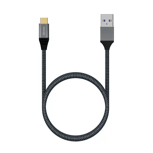 AISENS Cable USB 3.1 Gen2 Aluminio 10Gbps 3A, Tipo USB-C/M-A/M, Gris, 2.0M