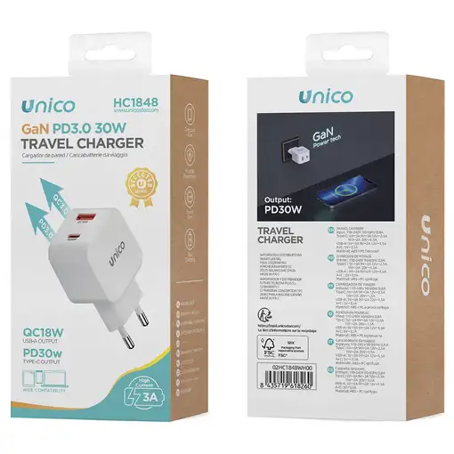 UNICO HC1694 Universal Blanco Corriente alterna Carga rápida Interior