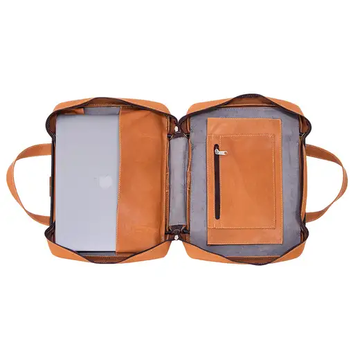 R-Go Tools Bolsa para portátil R-Go Viva, piel plena flor, con soporte integrado p