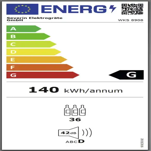 Severin WKS8908 Independiente Negro 36 botella(s)