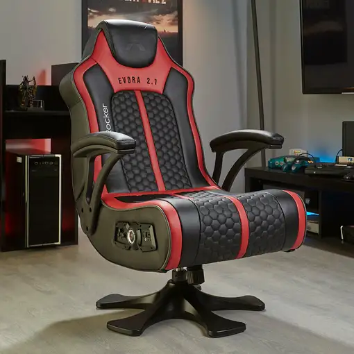 X Rocker 2020014 silla para videojuegos Silla gaming Asiento acolchado Negro, Rojo