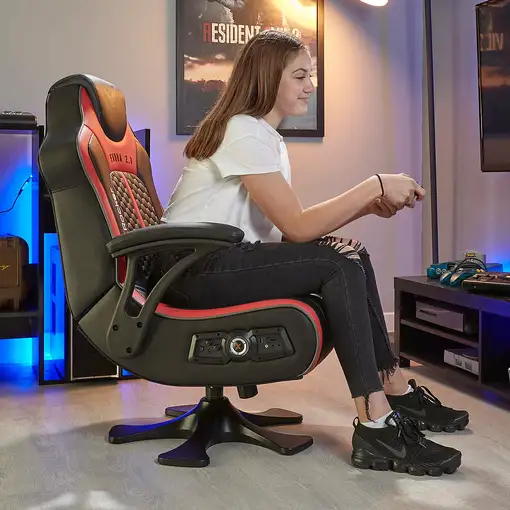 X Rocker 2020014 silla para videojuegos Silla gaming Asiento acolchado Negro, Rojo