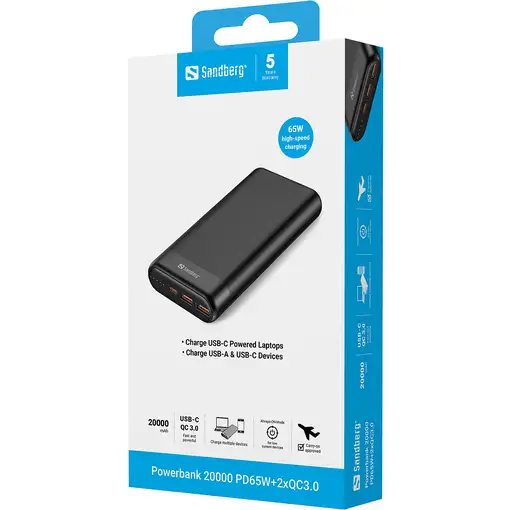 Sandberg 420-62 batería externa Ión de litio 20000 mAh Negro