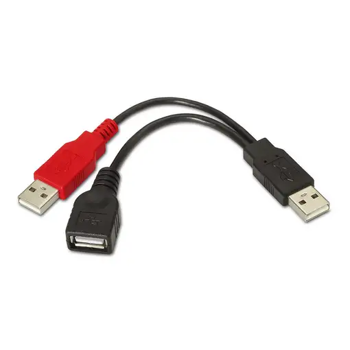 AISENS A101-0030 cable USB USB 2.0 0,15 m 2 x USB A USB A Negro, Rojo