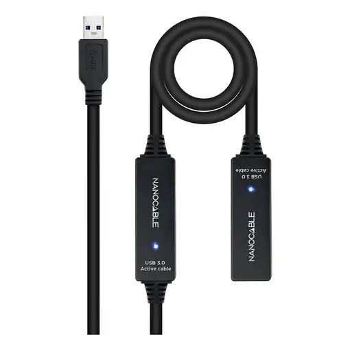 Nanocable Cable USB 3.0 prolongador con amplificador, tipo A/M-A/H, 15m